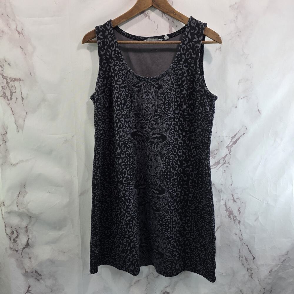 Athleta Dress Women Large P Black Leopard Tank Shayla Mini Modal Short